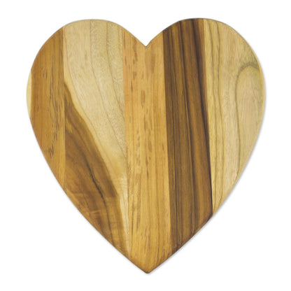 Heart of Cooking Heart-Shaped Teak Wood Cutting Board from Guatemala