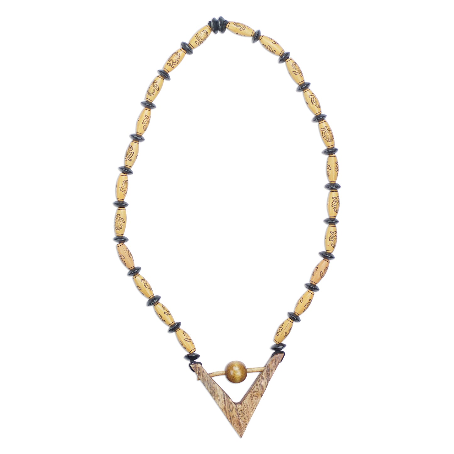 Chosen Path Sese Wood and Recycled Plastic Floral Beaded Long Necklace