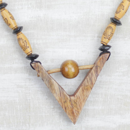 Chosen Path Sese Wood and Recycled Plastic Floral Beaded Long Necklace