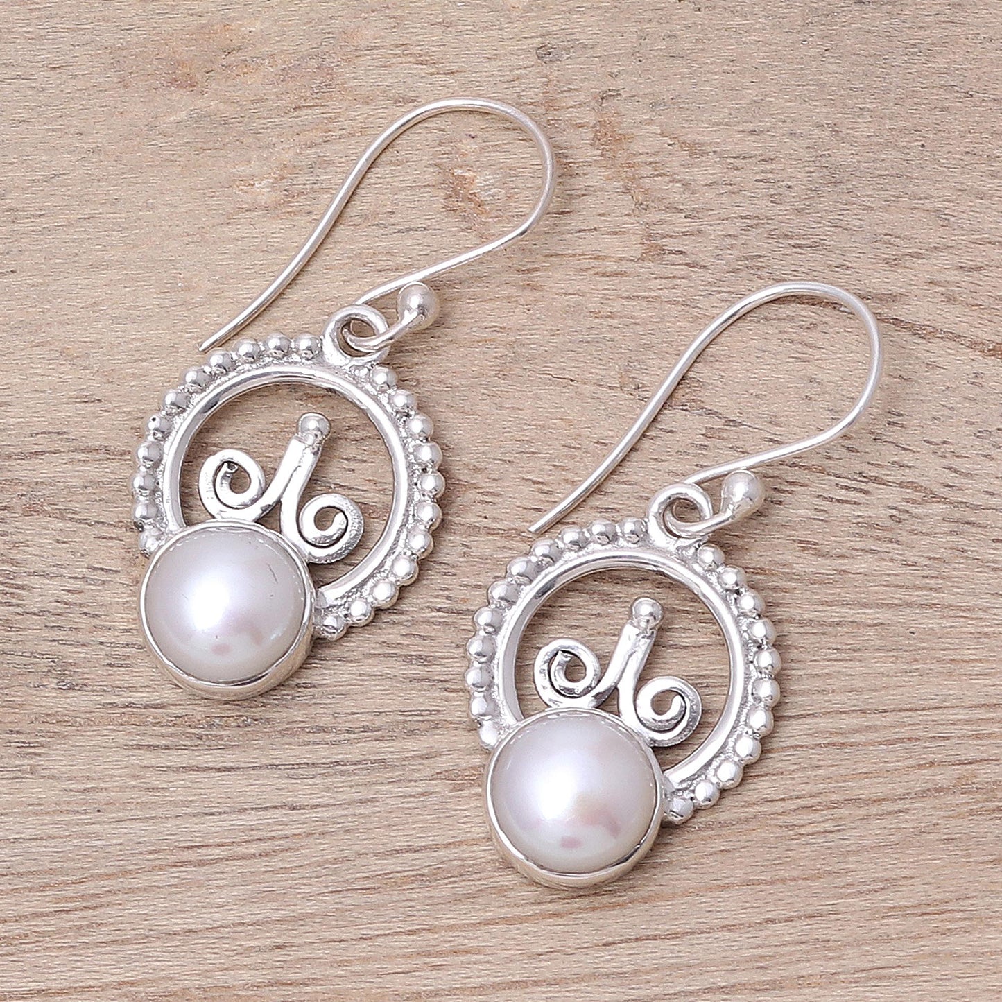 Crowned Pearl Cultured Freshwater Pearl Sterling Silver Dangle Earrings