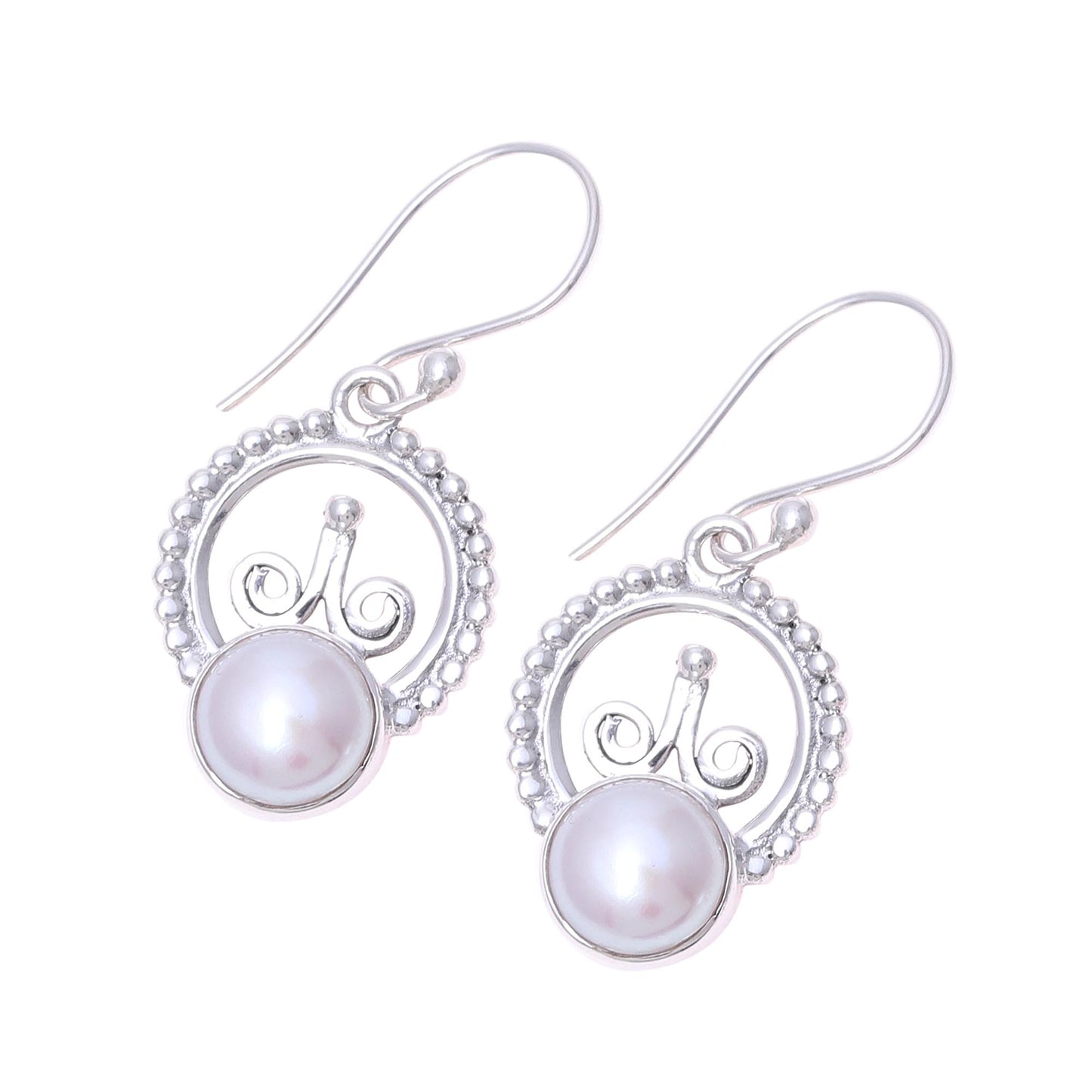 Crowned Pearl Cultured Freshwater Pearl Sterling Silver Dangle Earrings