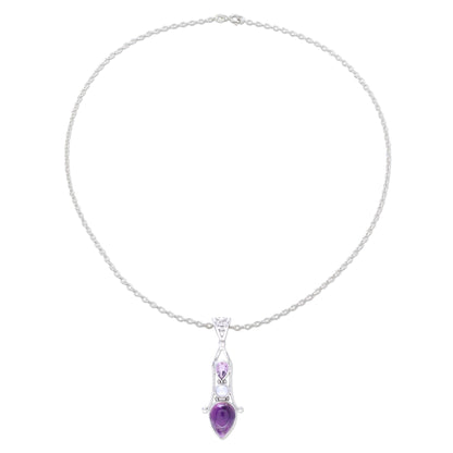 Violet Reign Amethyst and Cultured Pearl Sterling Silver Pendant Necklace