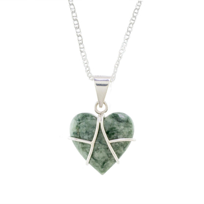 Magical Destiny Jade and Sterling Silver Heart Pendant Necklace