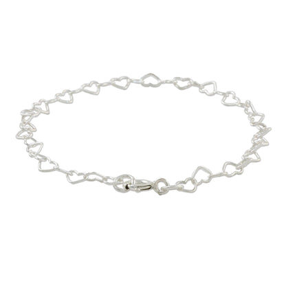 Lots of Love Heart Motif Sterling Silver Link Bracelet from Thailand