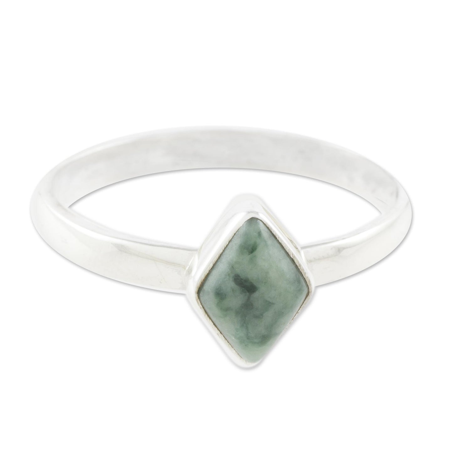 Love Rhombus in Green Green Rhombus Jade Single Stone Ring from Guatemala