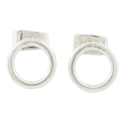 Rings of Harmony Circular Sterling Silver Stud Earrings from Guatemala