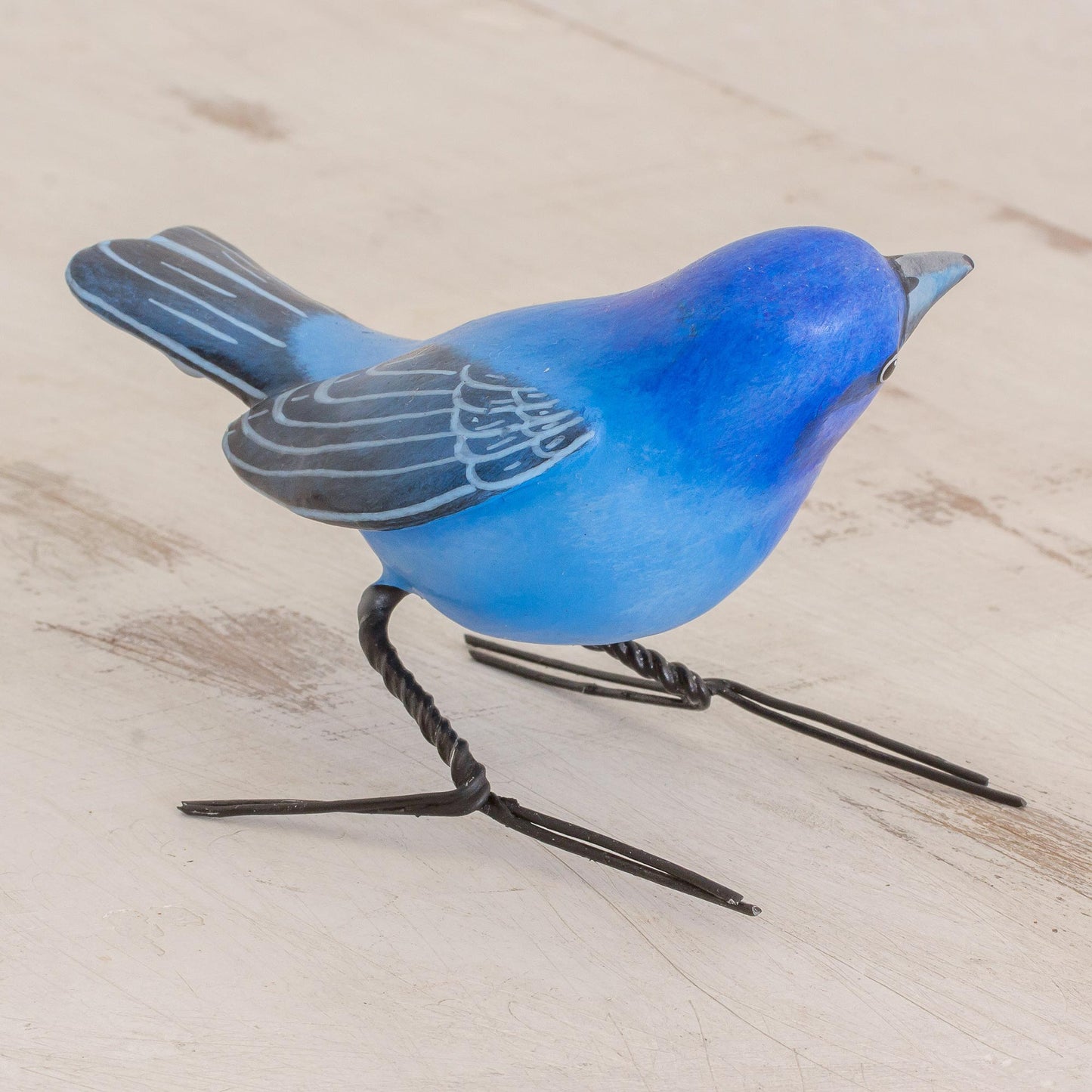 Indigo Bunting Handcrafted Blue Indigo Bunting Bird Ceramic Figurine