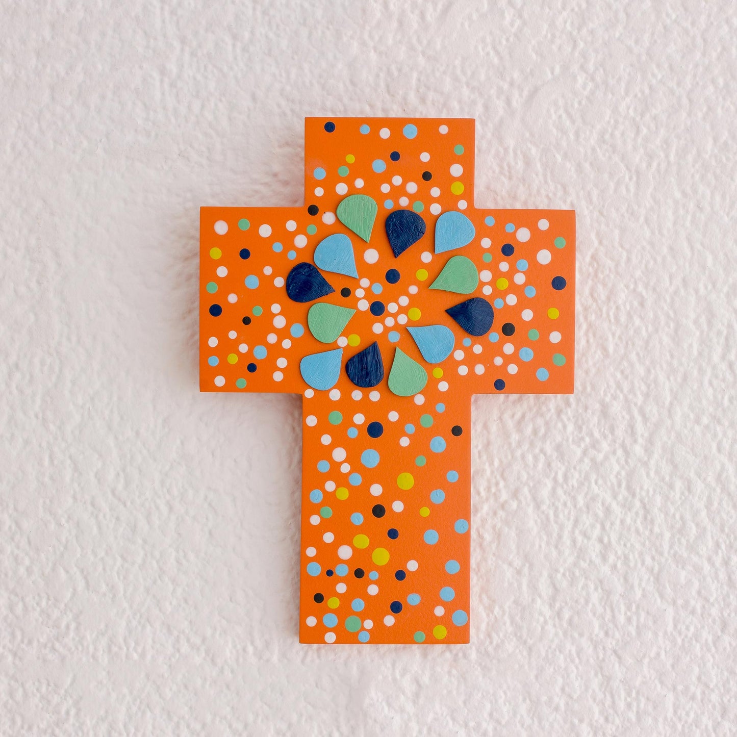 Abstract Petals Abstract Gourd and Wood Wall Cross from El Salvador