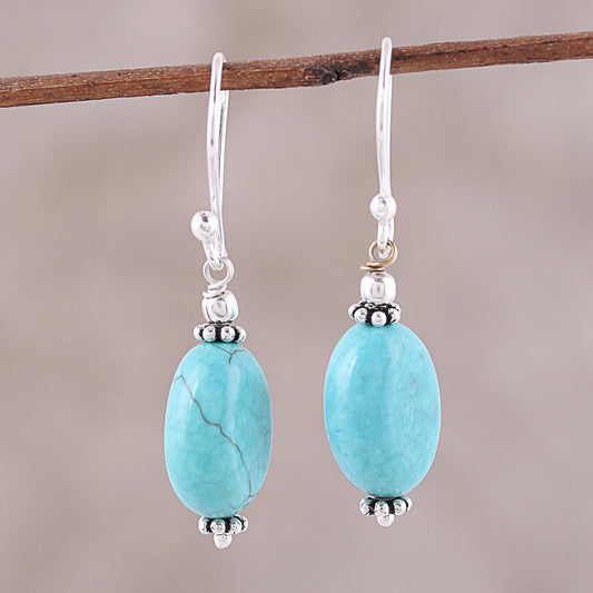 Cloudless Sky Sterling Silver and Recon Turquoise Dangle Earrings