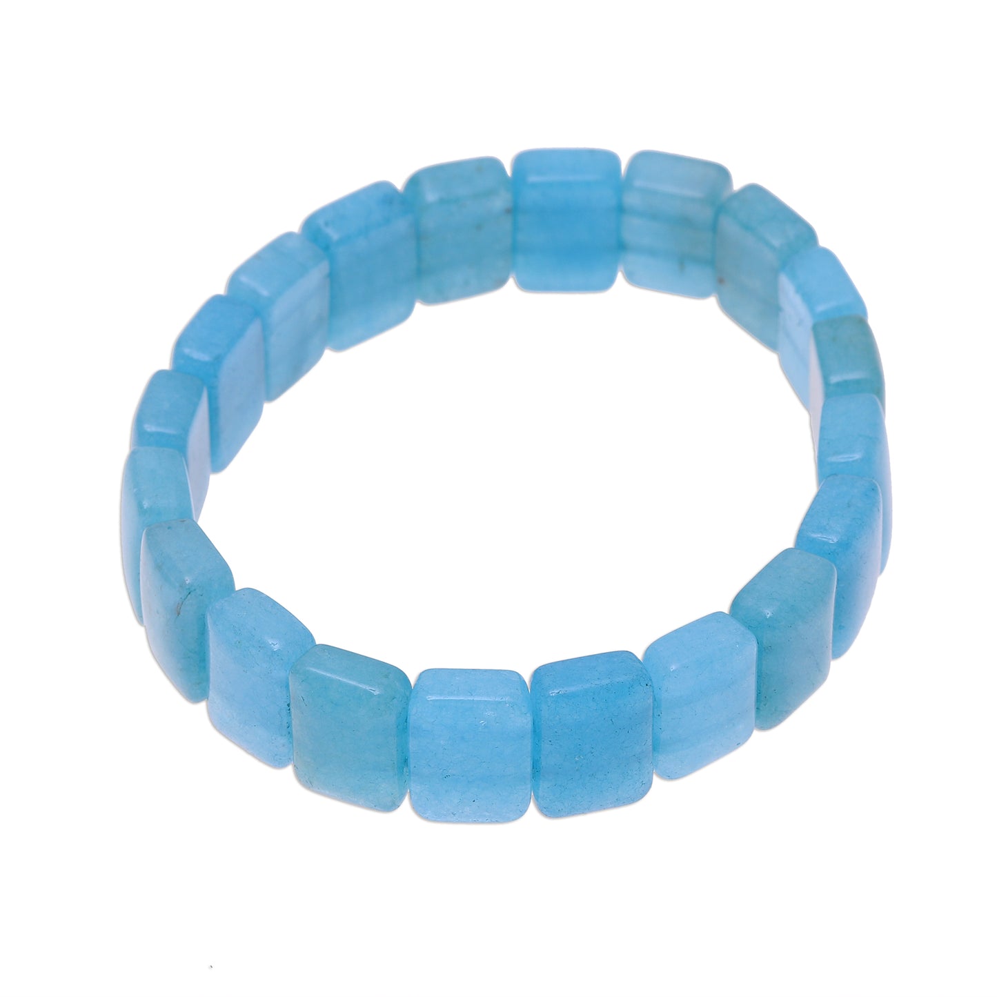 Frozen Sea Handmade Blue Agate Frozen Sea Beaded Stretch Bracelet