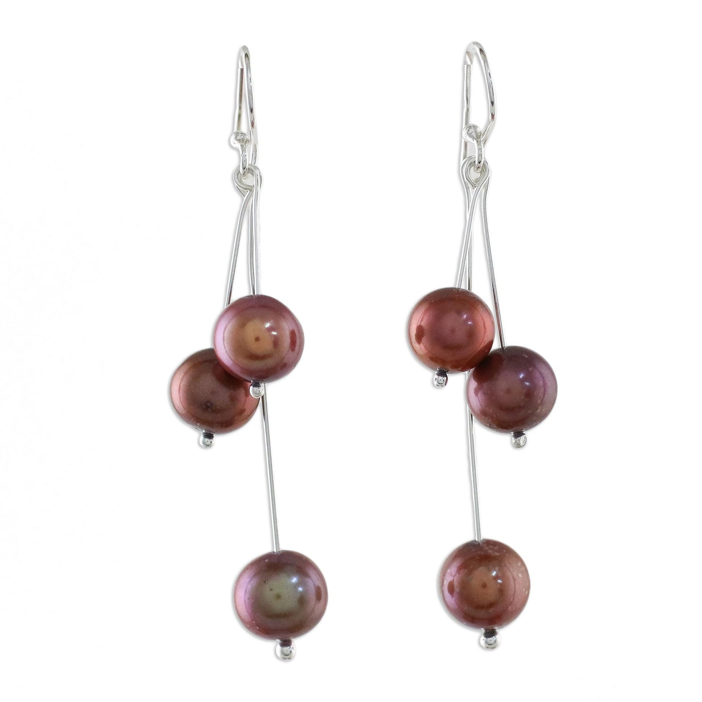 Ripe Berries Red Cultured Pearl and Sterling Silver Dangle Earrings