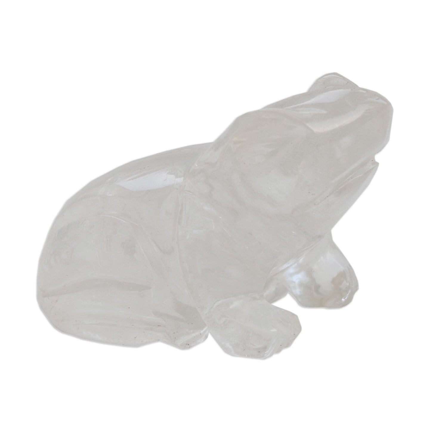 Gemstone Frog Hand-Carved Quartz Frog Figurine from Brazil