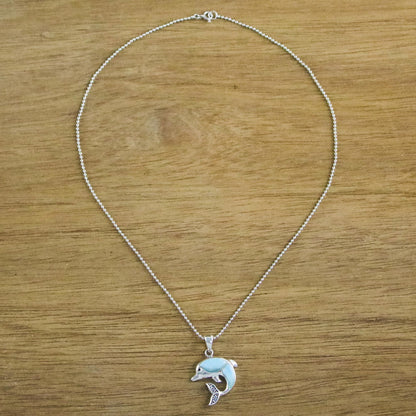 Dolphin Leap Larimar & Silver Pendant Necklace