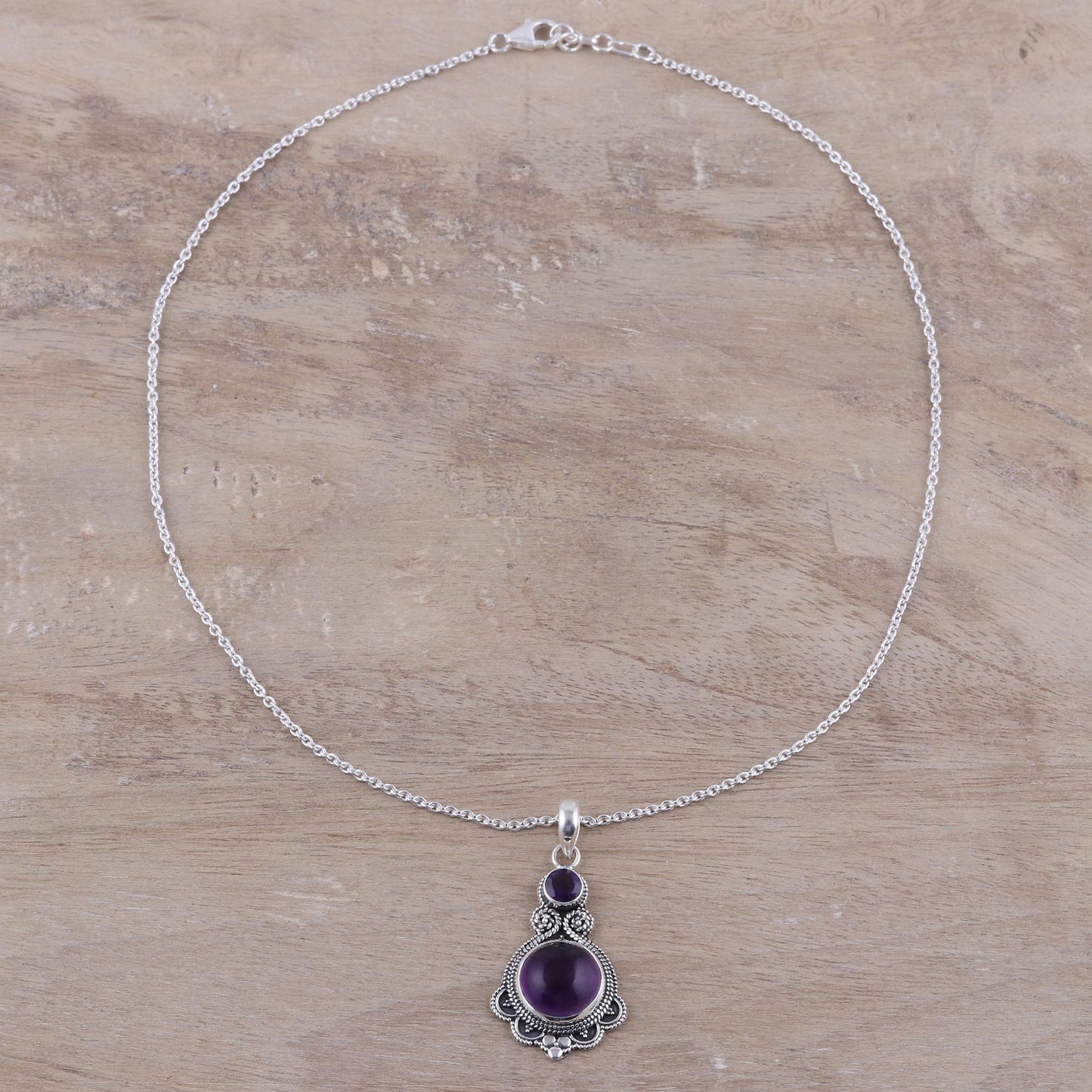 Lilac Harmony Purple Amethyst and Sterling Silver Pendant Necklace