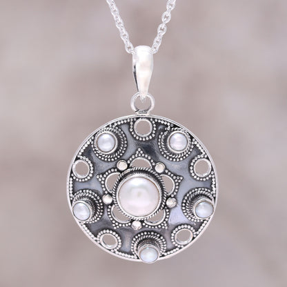 Ocean Bliss Sterling Silver and White Cultured Freshwater Pearl Necklace