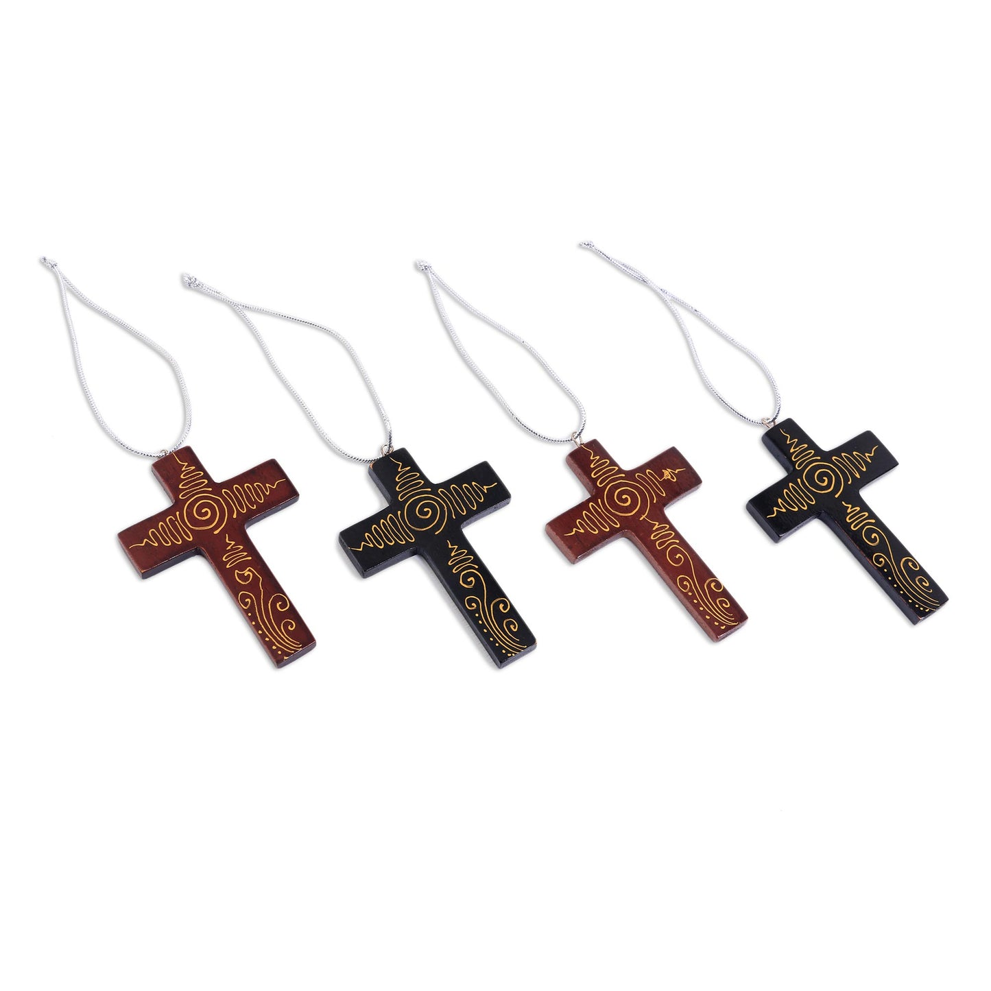 Jubilant Cross Hanging Wood Ornament - Set of 4