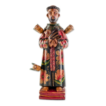 Beloved Saint Hand Painted Pinewood Saint Francis Sculpture