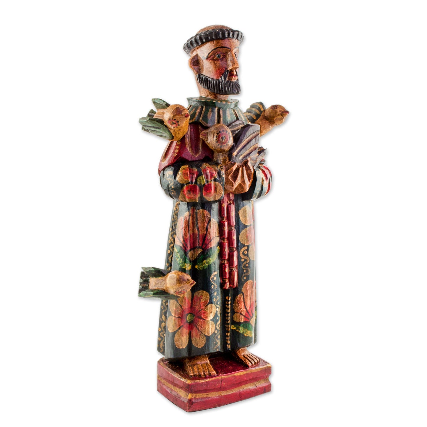 Beloved Saint Hand Painted Pinewood Saint Francis Sculpture