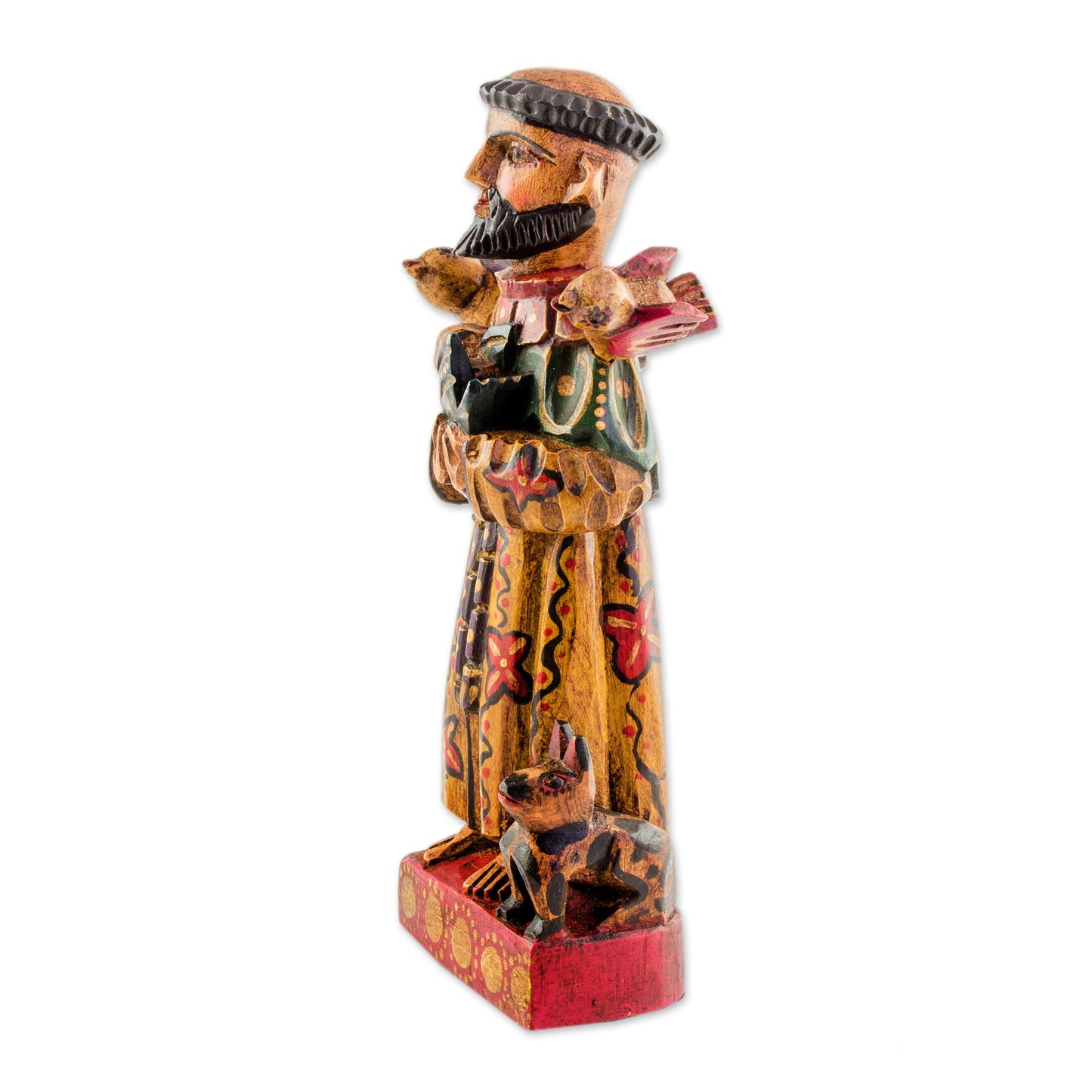 Dedicated Saint Hand Painted Pinewood Saint Francis Statuette