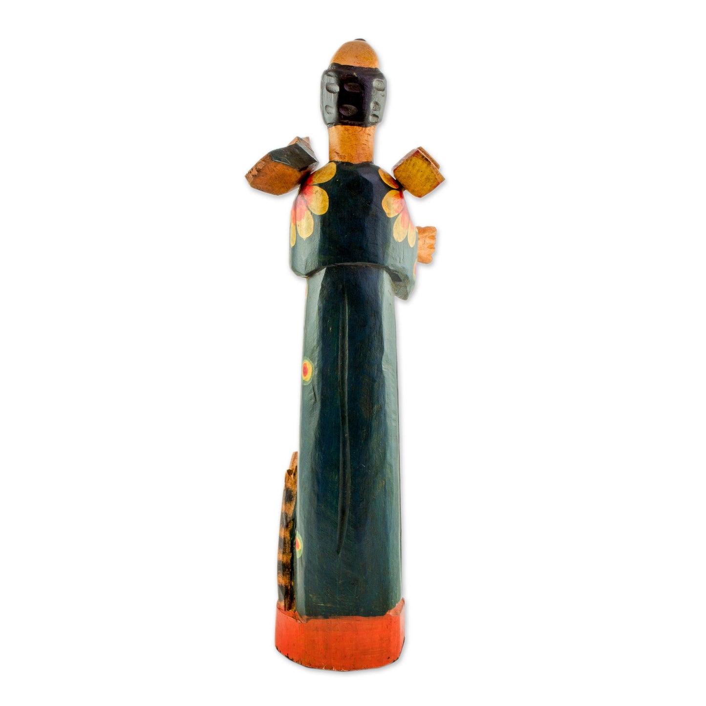 Reverent Saint Hand Painted Pinewood Sculpture of Saint Francis