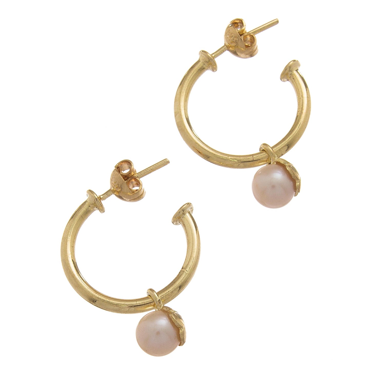 Royal Hoops Gold Plated Cultured Pearl Half-Hoop Dangle Earrings
