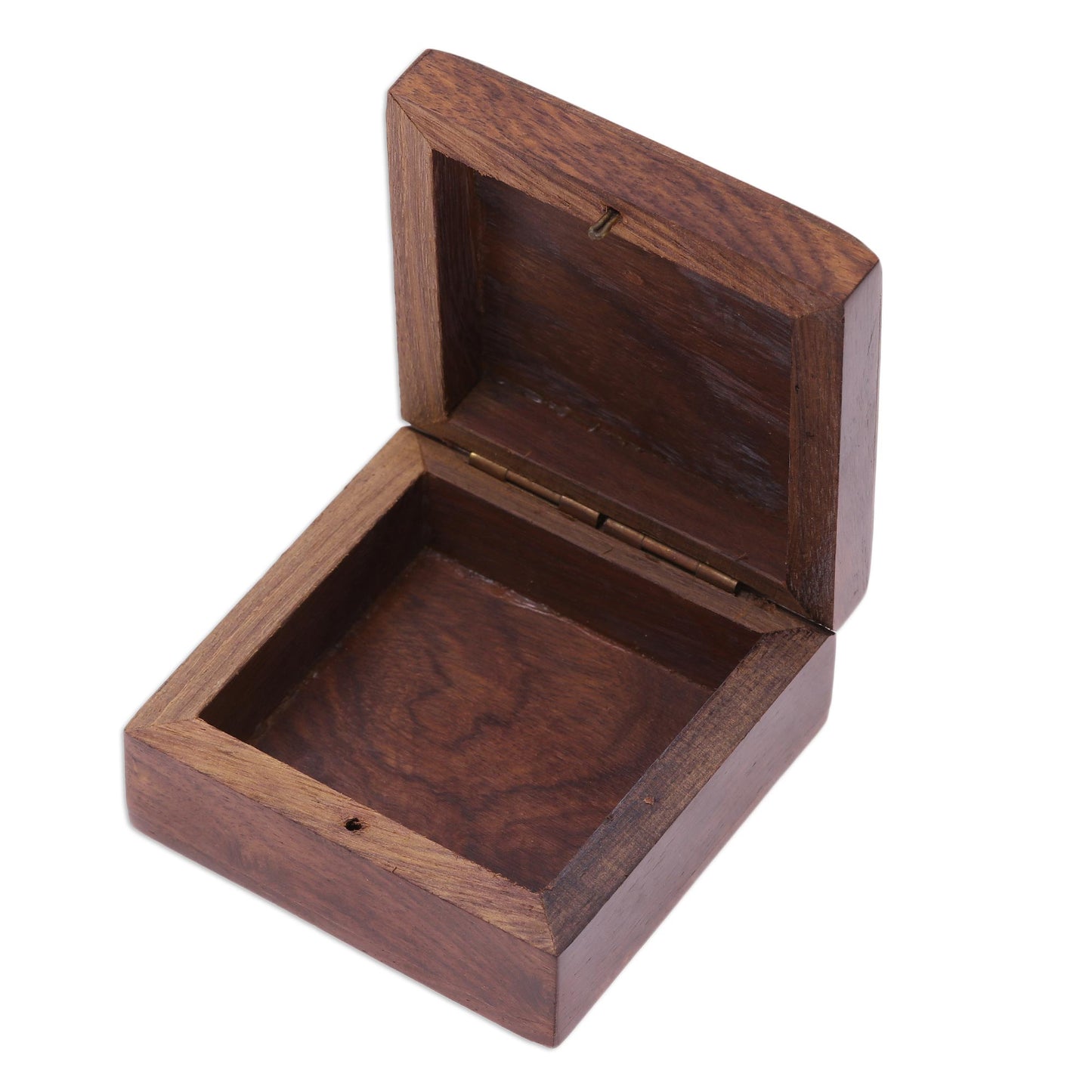 Refined Symmetry Mango Wood with Brass Dot Inlay Decorative Hinged-Lid Box