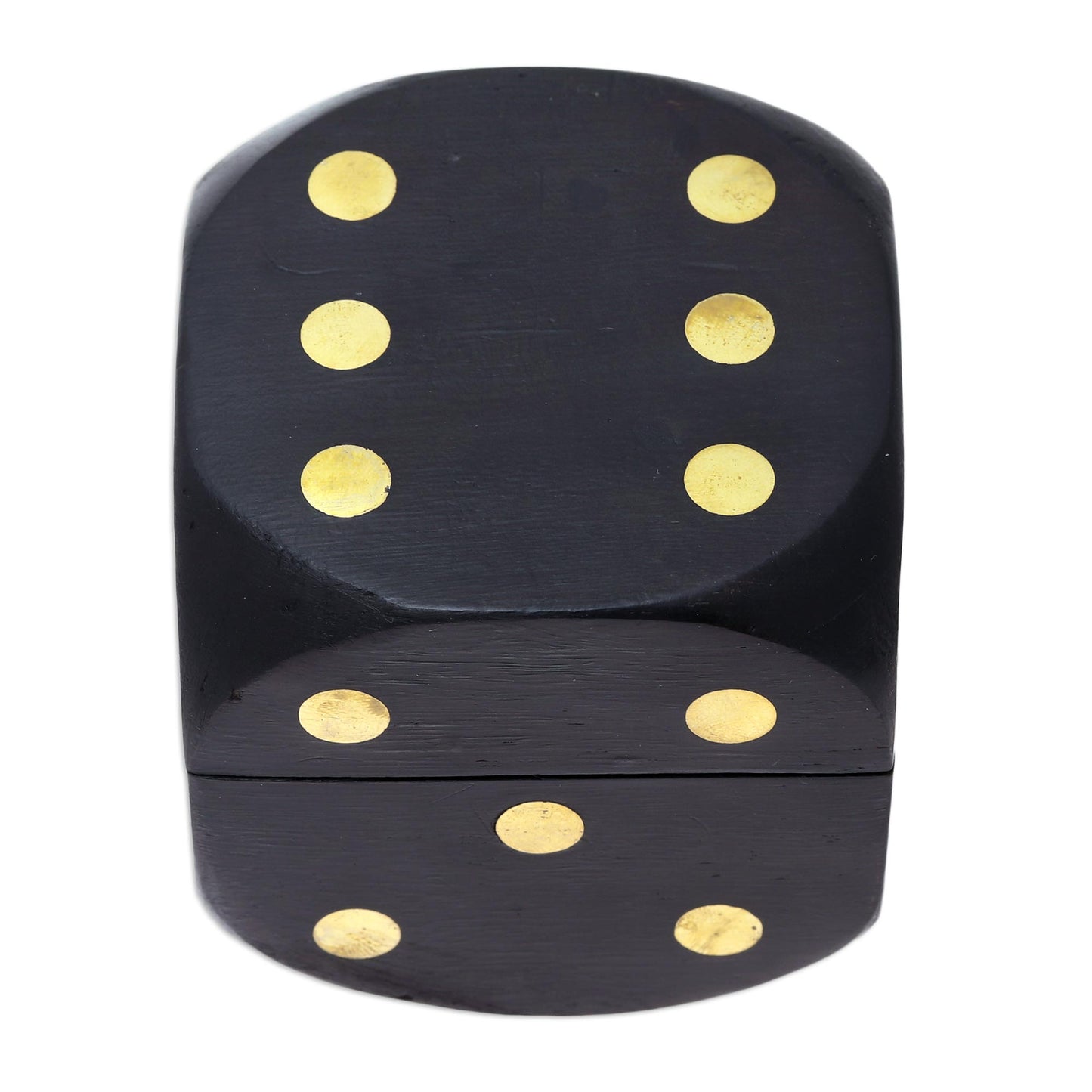 Elegant Dice Black Mango Wood with Brass Dots Decorative Box and Dice Set
