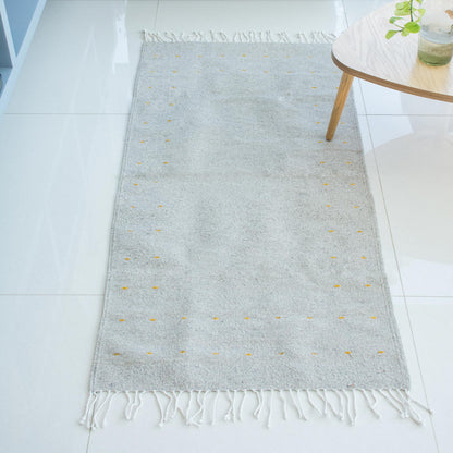 Welcome Home Grey Wool Rectangular Area Rug from Mexico (2.5x5)