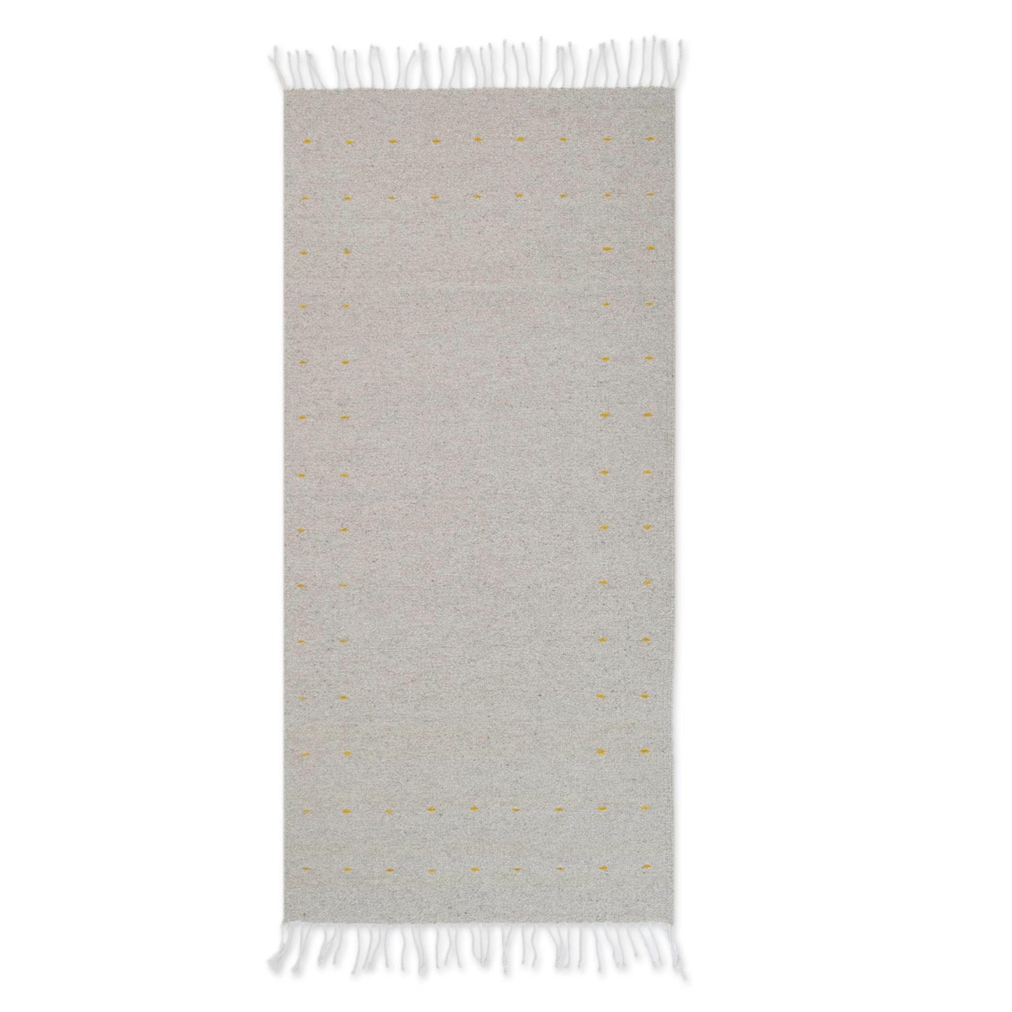 Welcome Home Grey Wool Rectangular Area Rug from Mexico (2.5x5)