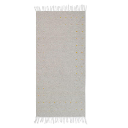 Welcome Home Grey Wool Rectangular Area Rug from Mexico (2.5x5)