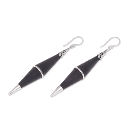 Dark Shards Sterling Silver Dangle Earrings