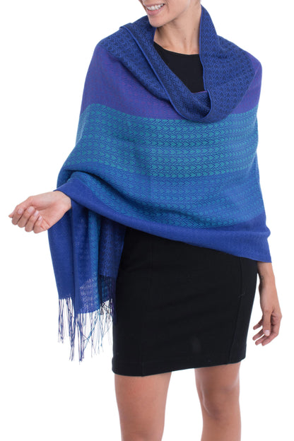 Serene Glory Hand Woven Striped Alpaca Blend Shawl from Peru