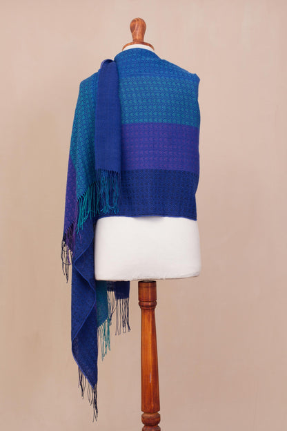 Serene Glory Hand Woven Striped Alpaca Blend Shawl from Peru