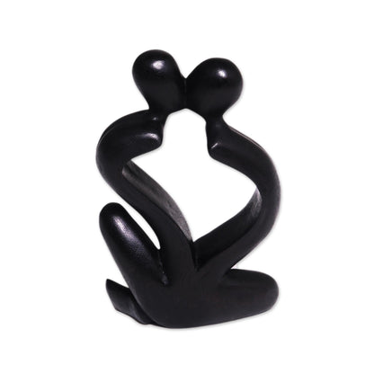 Timeless Love Hand-Carved Black Timeless Love Suar Wood Couple Sculpture