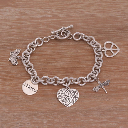 Love and Bliss Sterling Silver Charm Bracelet