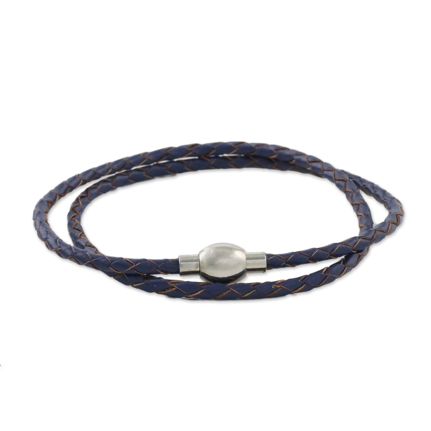 Blue Charm Leather Wrap Bracelet in Blue (15 in.) from Thailand