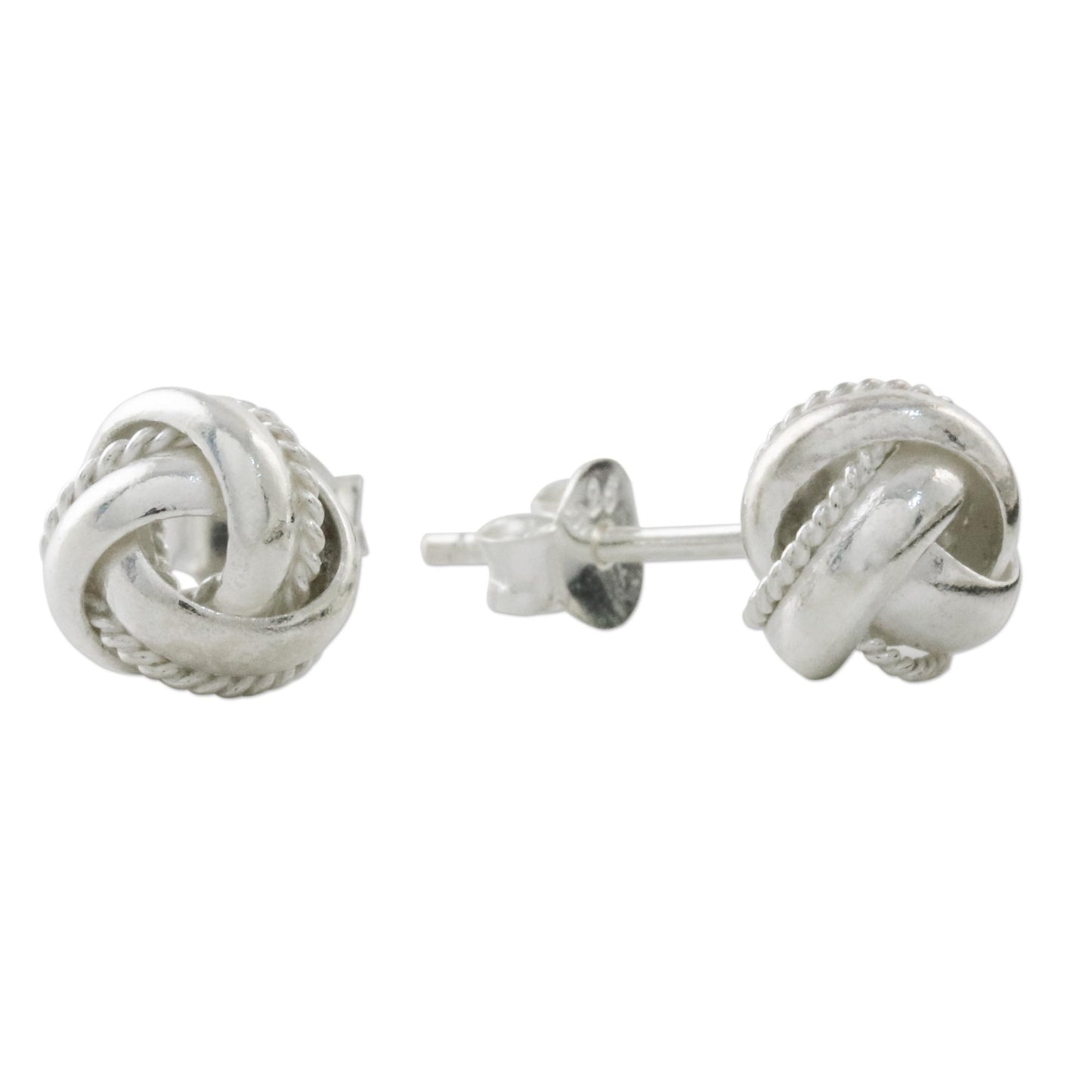 Sweet Knots Knot Motif Sterling Silver Stud Earrings from Thailand