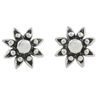 Flower Gleam Floral Sterling Silver Stud Earrings from Thailand