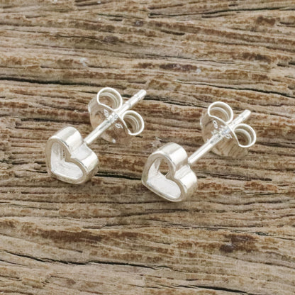 Take My Heart High-Polish Sterling Silver Heart Stud Earrings