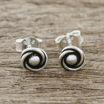 Cyclone Gleam Combination Finish Sterling Silver Stud Earrings