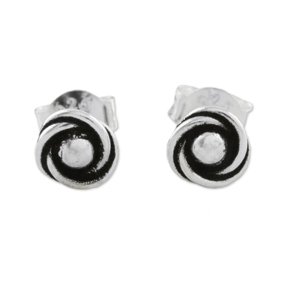 Cyclone Gleam Combination Finish Sterling Silver Stud Earrings