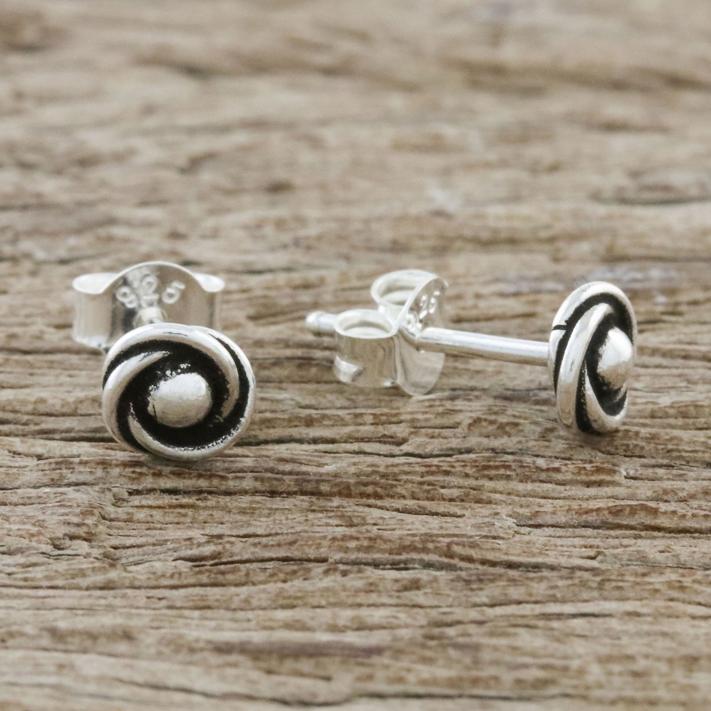 Cyclone Gleam Combination Finish Sterling Silver Stud Earrings