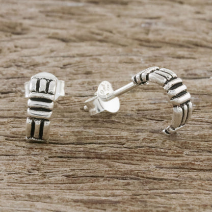 Homestead Thatch Thatch Motif Sterling Silver Half-Hoop Earrings