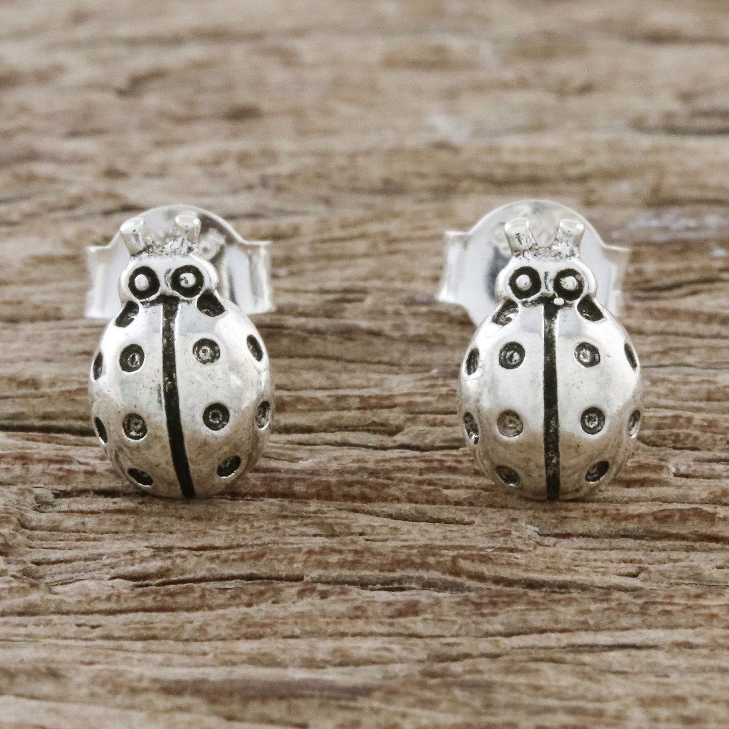 Cute Ladybugs Sterling Silver Ladybug Stud Earrings from Thailand