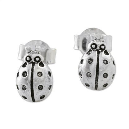 Cute Ladybugs Sterling Silver Ladybug Stud Earrings from Thailand