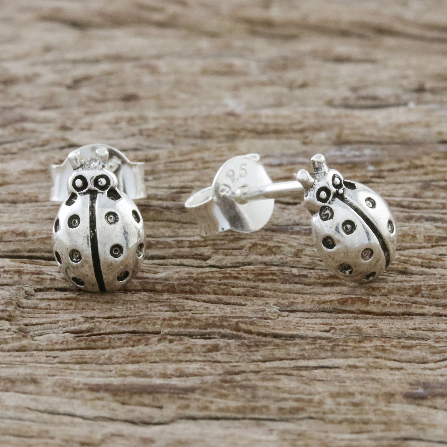 Cute Ladybugs Sterling Silver Ladybug Stud Earrings from Thailand