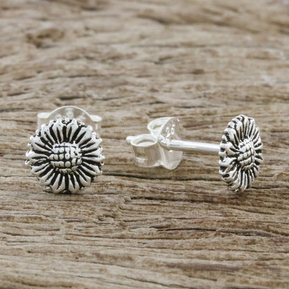 Cute Sunflowers Sterling Silver Sunflower Stud Earrings from Thailand