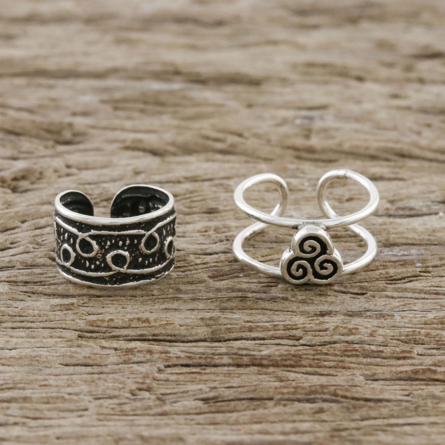 Spiral Way Spiral Motif Sterling Silver Ear Cuffs from Thailand