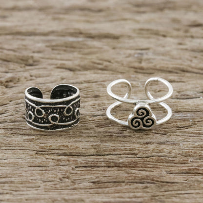 Spiral Way Spiral Motif Sterling Silver Ear Cuffs from Thailand