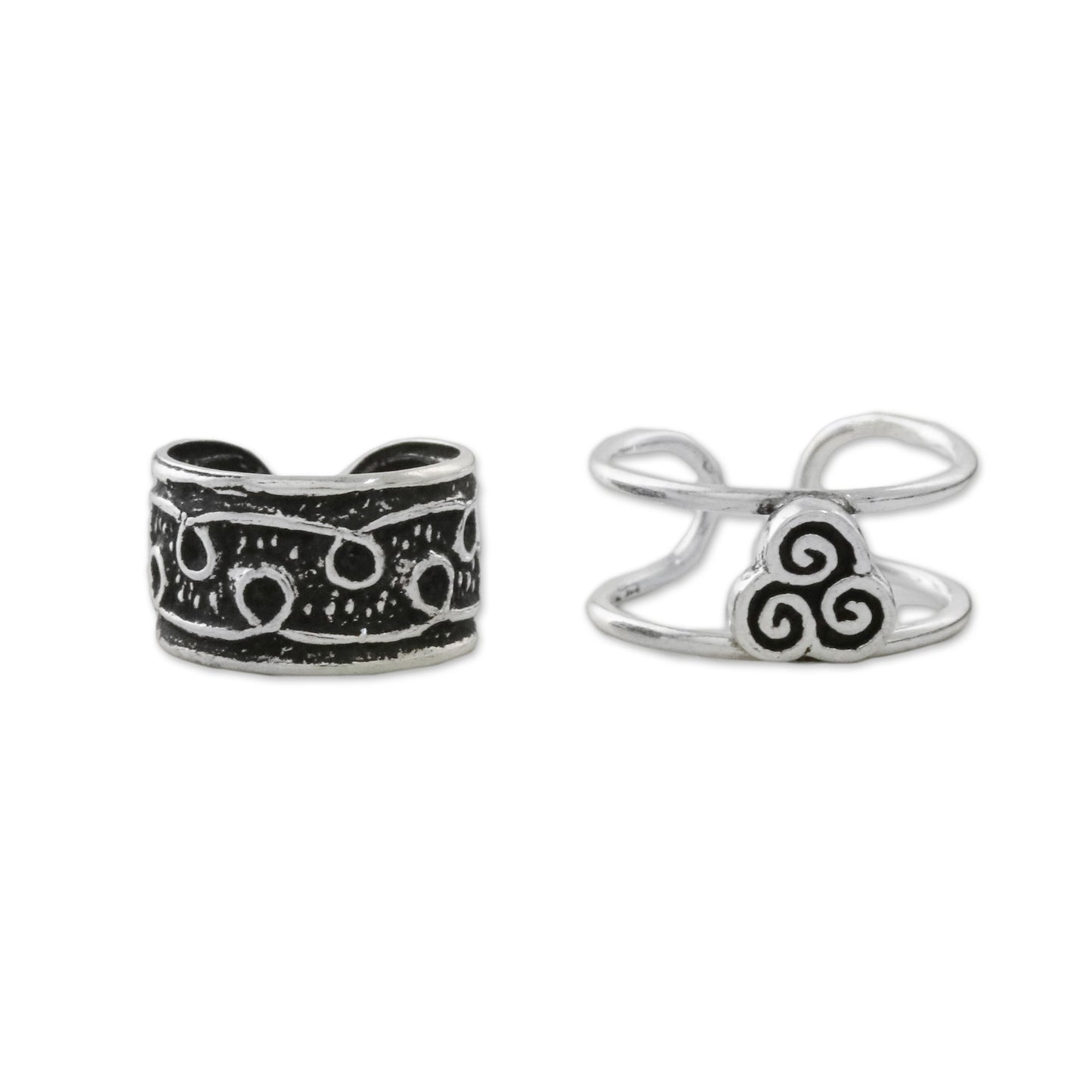 Spiral Way Spiral Motif Sterling Silver Ear Cuffs from Thailand